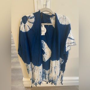 Bathing suit cover up tie die blue new with tags size s/m